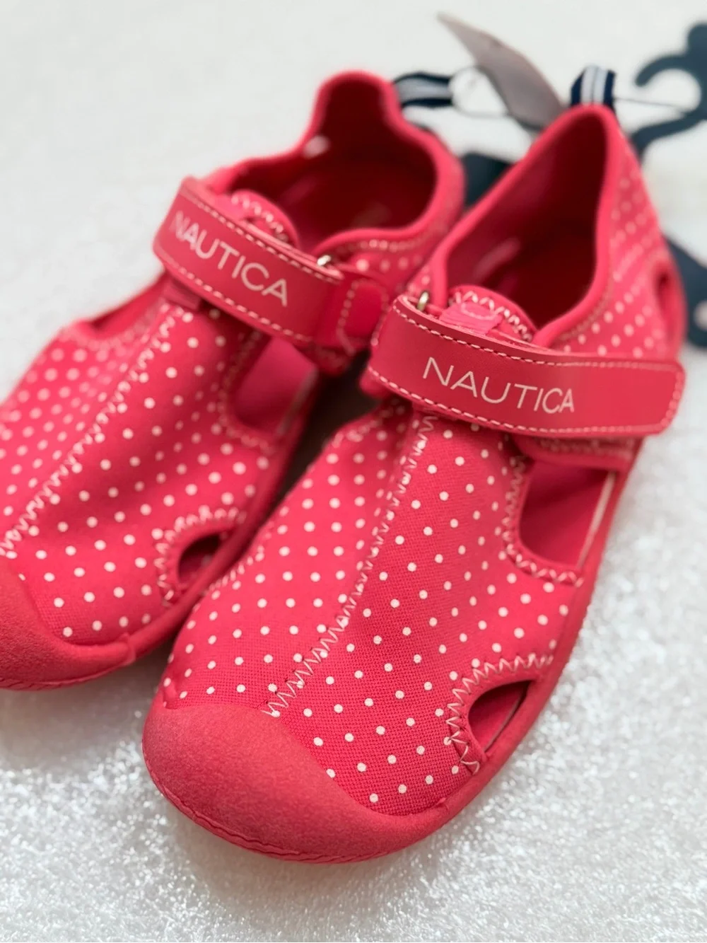 NEW Nautica Girls Pink/White Polka Dot Protective Closed-Toe Water Shoes Size 12